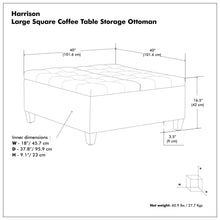 Load image into Gallery viewer, Harrison - Large Square Coffee Table Storage Ottoman - Black