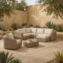 Load image into Gallery viewer, Seacrest - 123.25" Olefin Water Resistant And Wicker 5 Piece Outdoor Patio Modular Sectional
