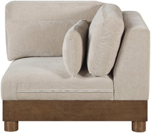 Load image into Gallery viewer, Turin - Chenille Fabric Upholstered Modular Corner Chair - Taupe / Brown Walnut