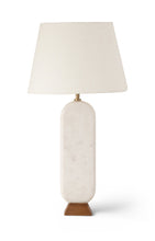 Load image into Gallery viewer, Solis - Genuine Marble And Mango Wood Base With Linen Textured Fabric Shade Table Lamp