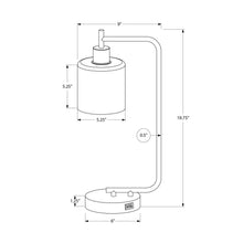 Load image into Gallery viewer, Lighting, Table Lamp, USB Port Included, Glass Shade, Modern - Black