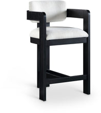 Load image into Gallery viewer, Sacha - Linen Stool With Black Base