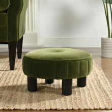Load image into Gallery viewer, Riley - Round Footstool Ottoman - Olive Green