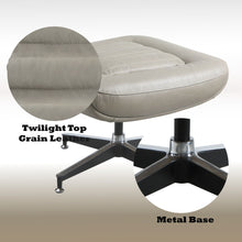 Load image into Gallery viewer, Piran - Twilight Top Grain Leather Accent Chair And Ottoman With Swivel - Gray