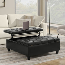 Load image into Gallery viewer, Harrison - Large Square Coffee Table Storage Ottoman - Black
