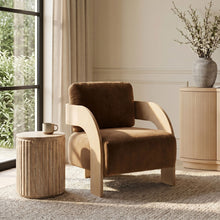 Load image into Gallery viewer, Cedra - Velvet Performance Fabric Upholstered Accent Chair - Natural Frame