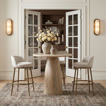 Load image into Gallery viewer, Ferro - Performance Fabric Upholstered Bar Stool - Cream / Antique Brass