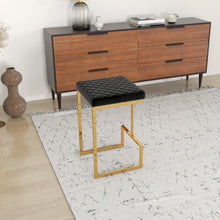 Load image into Gallery viewer, Joel - Upholstered Stool - Black / Gold