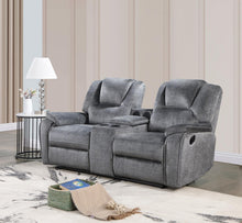 Load image into Gallery viewer, U121 - Motion Loveseat With Bluetooth Speaker, Wireless Charger - Gray