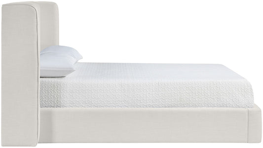 Kendall - Linen Textured Fabric Upholstered Bed - Cream