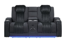 Load image into Gallery viewer, U8000 - Power Reclining Loveseat With Console, Power Headrest, LED Light, Bluetooth Speaker - Black