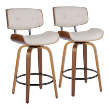 Load image into Gallery viewer, Lombardi - Mid-Century Modern Fixed Height Counter Stool With Swivel With Round Footrest (Set of 2)