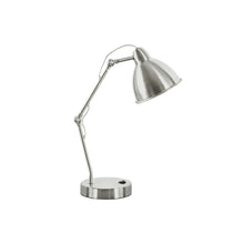 Load image into Gallery viewer, Lighting, Table Lamp, USB Port Included, Nickel Metal, Nickel Shade, Modern - Silver