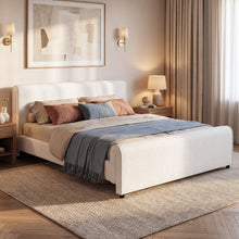 Load image into Gallery viewer, Luxury Upholstered Bed Frame With Curved Headboard & Footboard