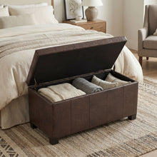 Load image into Gallery viewer, Dover - Storage Ottoman Bench - Distressed Brown