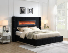 Load image into Gallery viewer, B543 - Velvet Bed With Fireplace & Bluetooth Speaker & USB