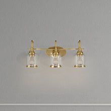 Load image into Gallery viewer, 3 Lights Brush Vanity Light - Clear / Gold