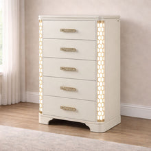 Load image into Gallery viewer, Jasmine - 5 Drawer Chest With Side LED Lightning - Beige