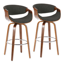 Load image into Gallery viewer, Curvini Mid - Century Modern Fixed Height Barstool With Swivel (Set of 2)