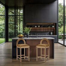 Load image into Gallery viewer, Conrad - Velvet Counter Stool With Natural Legs - Saddle