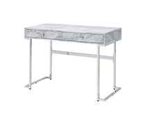 Load image into Gallery viewer, Tigress - Printed Faux Marble Top Writing Desk - White