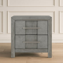 Load image into Gallery viewer, Modern 2 Drawer Nightstand In Gray Finish With Silver Metal Handles, Contemporary Bedside Table With Smooth Glide Drawers