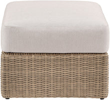 Load image into Gallery viewer, Seacrest - Olefin Water Resistant Fabric And Wicker Outdoor Patio Ottoman/Coffee Table