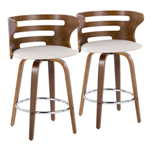 Load image into Gallery viewer, Cosini - Mid Century Modern Fixed Height Barstool With Swivel With Round Footrest (Set of 2)