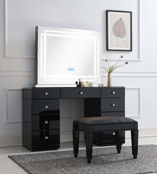 G-316 - Wood Vanity Stool - Black