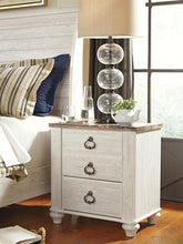 Load image into Gallery viewer, Willowton - Two Drawer Night Stand - Brown / Beige / White