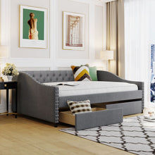 Load image into Gallery viewer, Upholstered Daybed With Two Drawers, Wood Slat Support