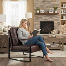 Load image into Gallery viewer, Classic Mid Century Modern Accent Chair With Durable Square Metal Frame, Armchair