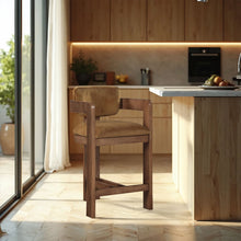 Load image into Gallery viewer, Sacha - Velvet Stool With Brown Base