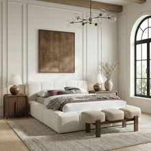 Load image into Gallery viewer, Woodcrest - Vegan Leather Upholstered Bench - Painted Brown Walnut Base