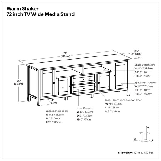 Warm Shaker - TV Media Stand Handcrafted - Tobacco Brown