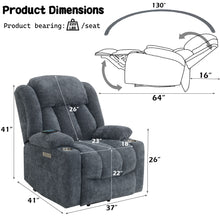 Load image into Gallery viewer, Power Motion Recliner With Lift Heating Massage Function - Blue