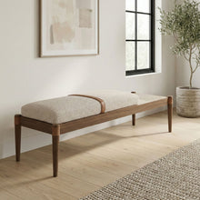 Load image into Gallery viewer, Nara - Linen Textured Fabric Upholstered Bench - Painted Brown Walnut