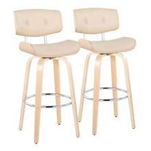 Load image into Gallery viewer, Lombardi - Mid Century Modern Fixed Height Barstool With Swivel With Round Footrest (Set of 2)