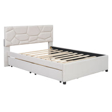 Load image into Gallery viewer, Upholstered Platform Bed With Brick Pattern Headboard And Twin Long Size Trundle