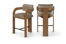 Load image into Gallery viewer, Cedra - Velvet Performance Fabric Upholstered Counter Stool - Brown Frame