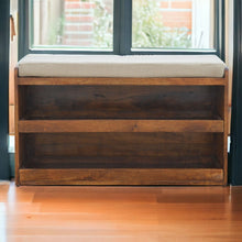 Load image into Gallery viewer, Pull Out Shoe Bench - Chestnut / Mud Linen
