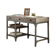 Load image into Gallery viewer, Gorden - Weathered Antique Metal Writing Desk - Oak
