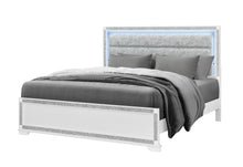 Load image into Gallery viewer, Soleil - King Bed Headboard With LED, Footboard And Slats - White