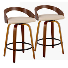Load image into Gallery viewer, Grotto - Mid Century Modern Fixed Height Counter Stool With Swivel With Round Footrest (Set of 2)