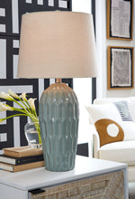 Load image into Gallery viewer, Hadbury - Ceramic Table Lamp (Set of 2) - Pale Blue / Teal