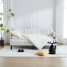 Load image into Gallery viewer, Elena - Boucle Upholstered Daybed, Ribbed Tufted Backrest