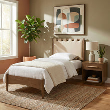 Load image into Gallery viewer, Santos - Vegan Leather Headboard And Wood Bed - Waxed Brown Frame