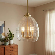 Load image into Gallery viewer, Zen - 5 Pendant Chain Hanging Light - Clear / Gold