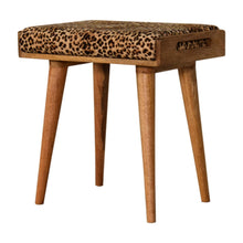 Load image into Gallery viewer, Leopard Tray Style Footstool - Brown Oak
