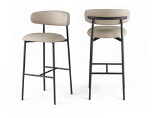Load image into Gallery viewer, Lupita - Vegan Leather Upholstered Bar Stool (Set of 2) - Taupe / Matte Black